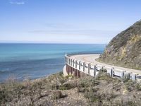 Coastal Road in California, USA: Ocean and Mountain