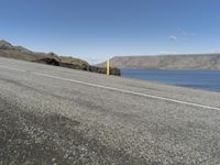 Coastal Road in Iceland Highlands with Mountains