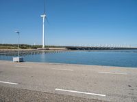 Coastal Road in Holland with Azure Ocean and Windmills - 002