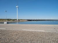 Coastal Road in Holland with Azure Ocean and Windmills - 004