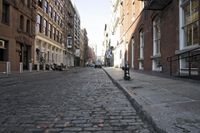 a cobbled path with an orange line on one side, some on the other