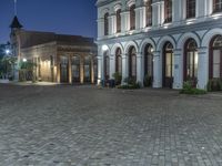 Cobble Stone Road and Plaza's Illuminated by Light