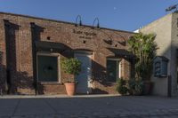 Cobblestone City Street with Brick Buildings