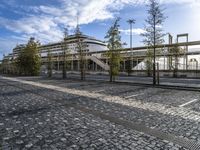 the paved parking lot is empty and ready to be used as a business park area