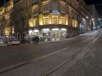 Cobblestone Road in Porto, Portugal at Night