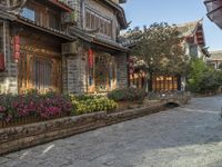 Cobblestone Road in a Residential Area