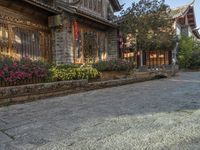 Cobblestone Road in a Residential Area