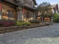 Cobblestone Road in a Residential Area