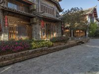 Cobblestone Road in a Residential Area