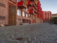 Cobblestone Roads at Dawn: City Courtyard in Europe