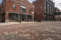 Cobblestone Street: Cafes and Shops in Urban District