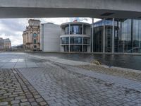 Cobblestone Streets of Berlin: A Reflection of the River and Canal