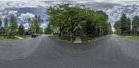 a 3d image of an empty street with parked cars in the background on the corner