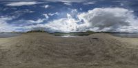 this is an image of a view from the sand looking out at the ocean and water