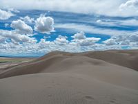 the sand dunes at great sand dunes park look amazing in the light and dark blue sky