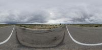 an image of a road taken through the street 360 - panoramic lens while not in good shape