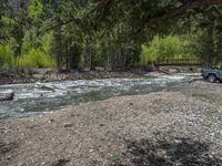 a forest is seen in this wide angle view in this photo from the bottom of the trail