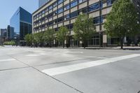 a view of an empty city street in the daytime's sun in chicago, illinois