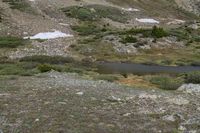 Colorado Mountain Range with Grass Surface and Snow