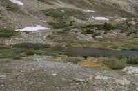 Colorado Mountain Range with Grass Surface and Snow