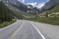 the empty road with mountains and trees in the background that looks great for an image