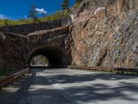 a road goes into a tunnel and through the hill to the other side of it