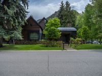 a road and trees line a residential street in a residential area in a neighborhood with no parking