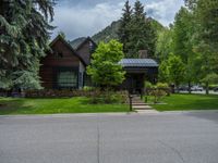 a road and trees line a residential street in a residential area in a neighborhood with no parking