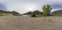 this is a fisheye photo of construction site in the middle of nowhere to be viewed