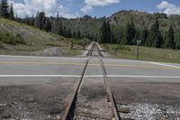 the tracks on the road side are empty or deserted, as the railroad is in the center of the landscape