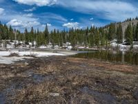 Winter Landscape in Colorado: Open Space and Lake