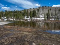 Winter Landscape in Colorado: Open Space and Lake