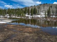 Winter Landscape in Colorado: Open Space and Lake