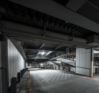 Concrete Parking Lot with Street Lights