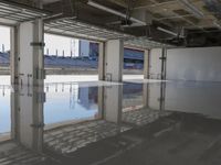 Concrete Road with Building Structure and Glass Windows