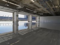 Concrete Road with Building Structure and Glass Windows