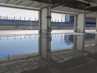 Concrete Road with Building Structure and Glass Windows