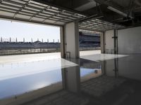 Concrete Road with Building Structure and Glass Windows