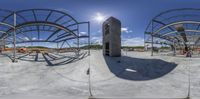 this 360 - view shows the construction and structure of a park with multiple ramps and stairs