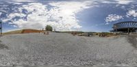 this is a fish eye photo looking at the construction site in a new building being built