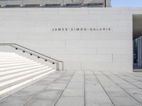 stairs leading down to james simon gallery, los angeles, california, on a clear day