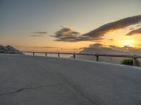 Curved Asphalt Road in Majorca, Spain at Dawn