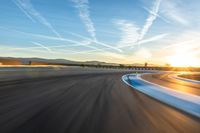 Curved Road in USA: Dawn and Sunshine