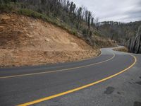 the roadway curves around a mountain and forest landscape at a height of 5, 450 feet