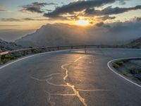 Curving Road in Majorca, Balearic Islands at Dawn