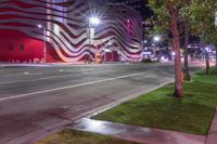 Dark City Streets: Business District Illuminated by Street Lights