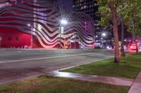 Dark City Streets: Business District Illuminated by Street Lights