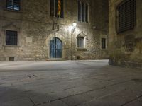 Dark Street in Barcelona City at Night