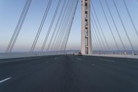 Dawn: Architecture of a Blue Suspension Bridge