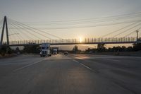 Dawn on an Asphalt Road with Clear Skies